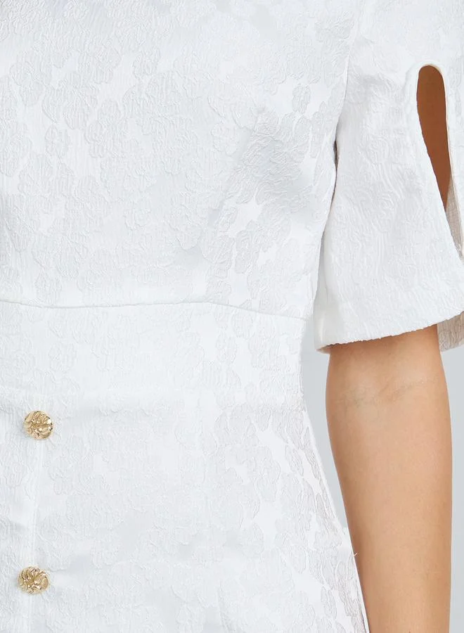 Styli  Women Off-White Buttoned Sheath Midi Dress for Women | Best Price UAE